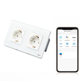 Priza schuko smart Zigbee dubla cu rama din sticla Tosyco compatibila cu Tuya, Google Home, Amazon Alexa