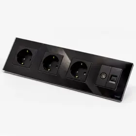 Priza schuko tripla + TV + LAN cu rama din sticla Tosyco