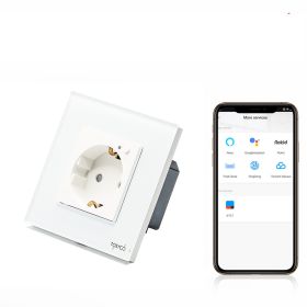 Priza schuko smart Zigbee simpla cu rama din sticla Tosyco compatibila cu Tuya, Google Home, Amazon Alexa