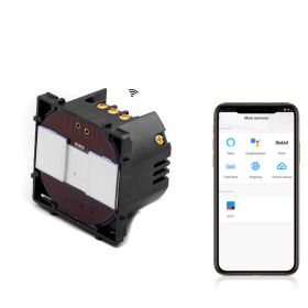Modul intrerupator dublu smart Zigbee fara NUL cu touch (tactil) din sticla 1000W Tosyco compatibil cu Tuya, Google Home, Amazon Alexa