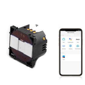 Modul intrerupator dublu smart Zigbee cu NUL cu touch (tactil) din sticla 1000W Tosyco compatibil cu Tuya, Google Home, Amazon Alexa