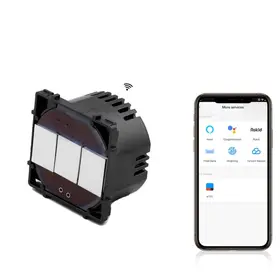 ​​Modul intrerupator triplu smart Zigbee fara NUL cu touch (tactil) din sticla 1000W Tosyco compatibil cu Tuya, Google Home, Amazon Alexa