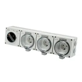 Priza schuko tripla + intrerupator IP66 pentru exterior Tosyco TOS-IG66-S3SR