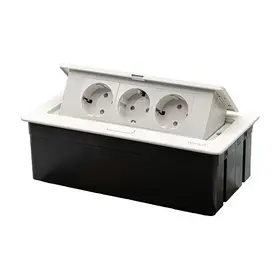 Priza tripla incorporabila in blat bucatarie sau birou, pop-up, din aluminiu, Tosyco