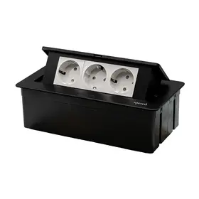 Priza tripla incorporabila in blat bucatarie sau birou, pop-up, din aluminiu, Tosyco