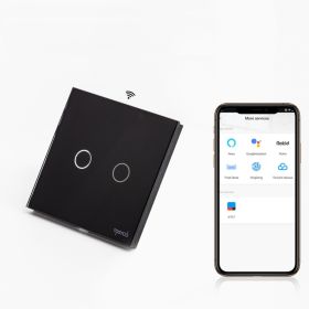 Intrerupator dublu smart Zigbee cu NUL cu touch (tactil) din sticla 1000W Tosyco compatibil cu Tuya, Google Home, Amazon Alexa