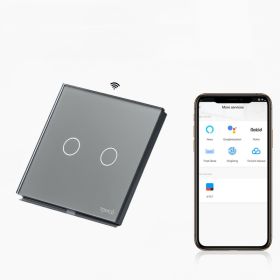 Intrerupator dublu smart WIFI cu NUL cu touch (tactil) din sticla 1000W Tosyco compatibil cu Tuya, Google Home, Amazon Alexa