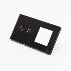 Panou intrerupator dublu touch + priza simpla din sticla Tosyco