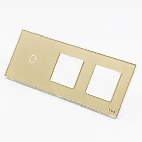 Panou intrerupator simplu touch + priza dubla din sticla Tosyco