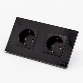 Priza schuko dubla cu rama din sticla Tosyco