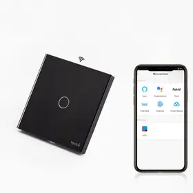 Intrerupator simplu smart Zigbee cu NUL cu touch (tactil) din sticla 1000W Tosyco compatibil cu Tuya, Google Home, Amazon Alexa