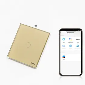 Intrerupator simplu smart WIFI cu NUL cu touch (tactil) din sticla 1000W Tosyco compatibil cu Tuya, Google Home, Amazon Alexa