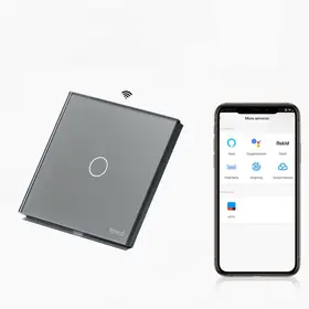 Intrerupator simplu smart WIFI fara NUL cu touch (tactil) din sticla 1000W Tosyco compatibil cu Tuya, Google Home, Amazon Alexa