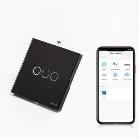 Intrerupator triplu smart WIFI cu NUL cu touch (tactil) din sticla 600W Tosyco ECO compatibil cu Tuya, Google Home, Amazon Alexa