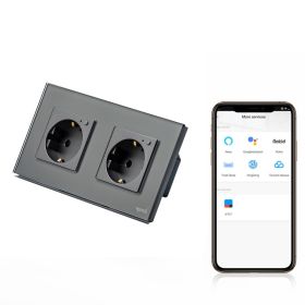 Priza schuko smart Zigbee dubla cu rama din sticla Tosyco compatibila cu Tuya, Google Home, Amazon Alexa