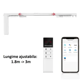 Kit sina pentru perdele / draperii extensibila 1.8m-3m automarizare cu motor electric smart WIFI MP82 Tosyco si telecomanda compatibil cu Tuya, Google Home, Amazon Alexa