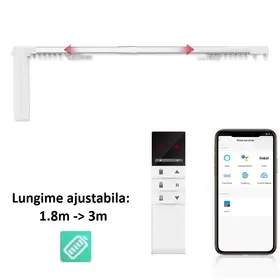 Kit sina pentru perdele / draperii extensibila 1.8m-3m automarizare cu motor electric smart Zigbee ML40 cu acumulator Tosyco si telecomanda compatibil cu Tuya, Google Home, Amazon Alexa