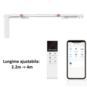 Kit sina pentru perdele / draperii extensibila 2.2m-4m automarizare cu motor electric smart WIFI MP82 Tosyco si telecomanda compatibil cu Tuya, Google Home, Amazon Alexa