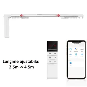 Kit sina pentru perdele / draperii extensibila 2.5m-4.5m automarizare cu motor electric smart WIFI MP82 Tosyco si telecomanda compatibil cu Tuya, Google Home, Amazon Alexa