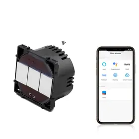 Modul intrerupator dimabil triplu smart WIFI cu NUL cu touch (tactil) din sticla 120W Tosyco ECO compatibil cu Tuya, Google Home, Amazon Alexa