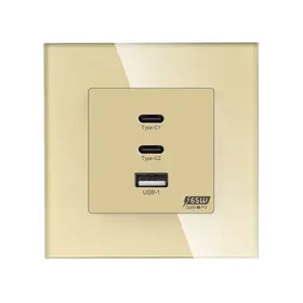 Priza incarcator Fast Charge GaN 65W 1x USB Type-A 2x Type-C cu rama din sticla Tosyco