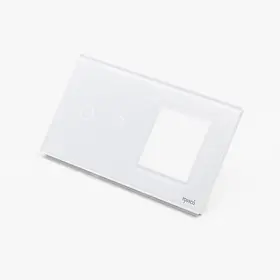 Panou intrerupator dublu touch + priza simpla din sticla Tosyco