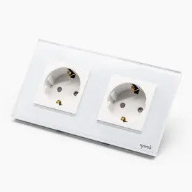 Priza schuko dubla cu rama din sticla Tosyco