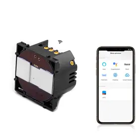 Modul intrerupator dublu smart WIFI cu NUL cu touch (tactil) din sticla 1000W Tosyco compatibil cu Tuya, Google Home, Amazon Alexa