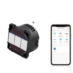 ​​Modul intrerupator triplu smart WIFI fara NUL cu touch (tactil) din sticla 1000W Tosyco compatibil cu Tuya, Google Home, Amazon Alexa