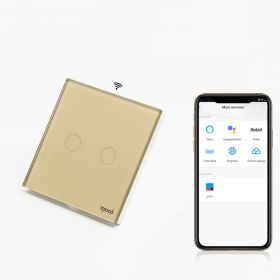 Intrerupator dublu smart WIFI cu NUL cu touch (tactil) din sticla 1000W Tosyco compatibil cu Tuya, Google Home, Amazon Alexa