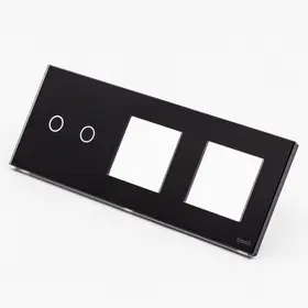 Panou intrerupator dublu touch + priza dubla din sticla Tosyco