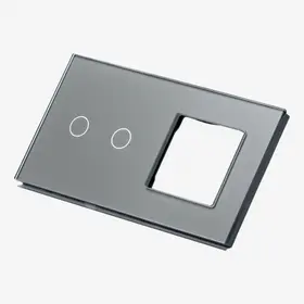 Panou intrerupator dublu touch + priza simpla din sticla Tosyco