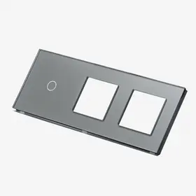 Panou intrerupator simplu touch + priza dubla din sticla Tosyco