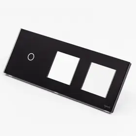 Panou intrerupator simplu touch + priza dubla din sticla Tosyco