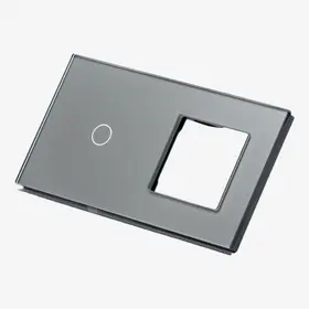 Panou intrerupator simplu touch + priza simpla din sticla Tosyco