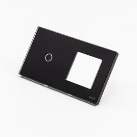 Panou intrerupator simplu touch + priza simpla din sticla Tosyco