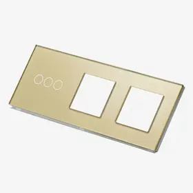 Panou intrerupator triplu touch + priza dubla din sticla Tosyco