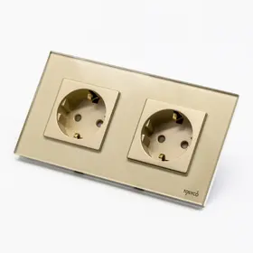 Priza schuko dubla cu rama din sticla Tosyco