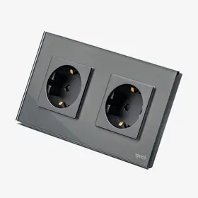 Priza schuko dubla cu rama din sticla Tosyco