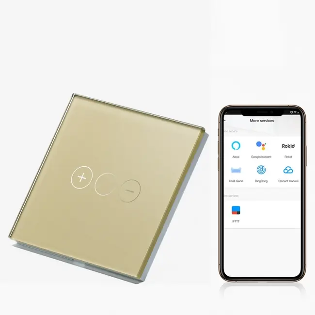 Intrerupator dimabil smart Zigbee cu NUL cu touch (tactil) din sticla 500W Tosyco compatibil cu Tuya, Google Home, Amazon Alexa