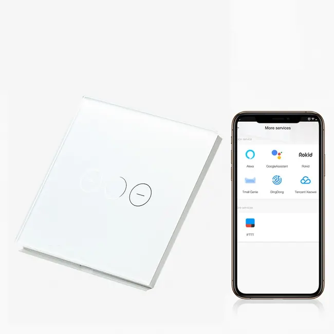 Intrerupator dimabil smart WIFI cu NUL cu touch (tactil) din sticla 500W Tosyco compatibil cu Tuya, Google Home, Amazon Alexa