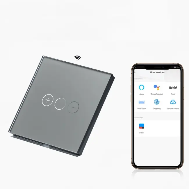 Intrerupator dimabil smart Zigbee cu NUL cu touch (tactil) din sticla 500W Tosyco compatibil cu Tuya, Google Home, Amazon Alexa