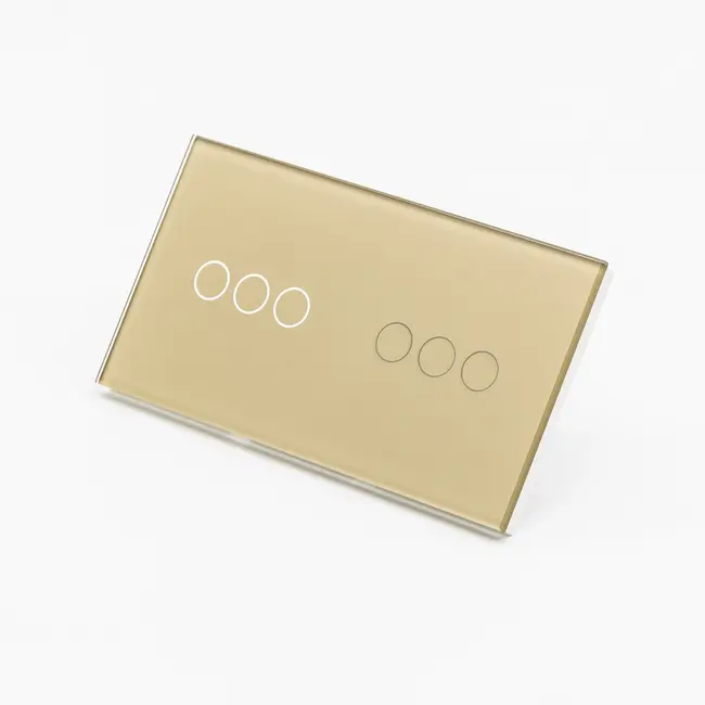 Intrerupator triplu + triplu cu touch (tactil) din sticla 1000W Tosyco