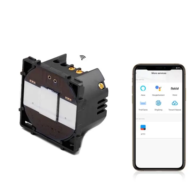 Modul intrerupator simplu smart WIFI cu NUL cu touch (tactil) din sticla 600W Tosyco ECO compatibil cu Tuya, Google Home, Amazon Alexa