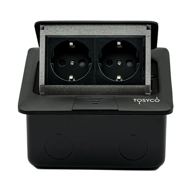 Priza dubla incastrabila in pardoseala, pop-up, din aluminiu, Tosyco