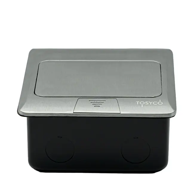 Priza dubla incastrabila in pardoseala, pop-up, din aluminiu, Tosyco