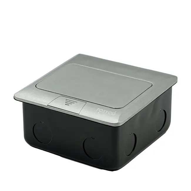 Priza dubla incastrabila in pardoseala, pop-up, din aluminiu, Tosyco