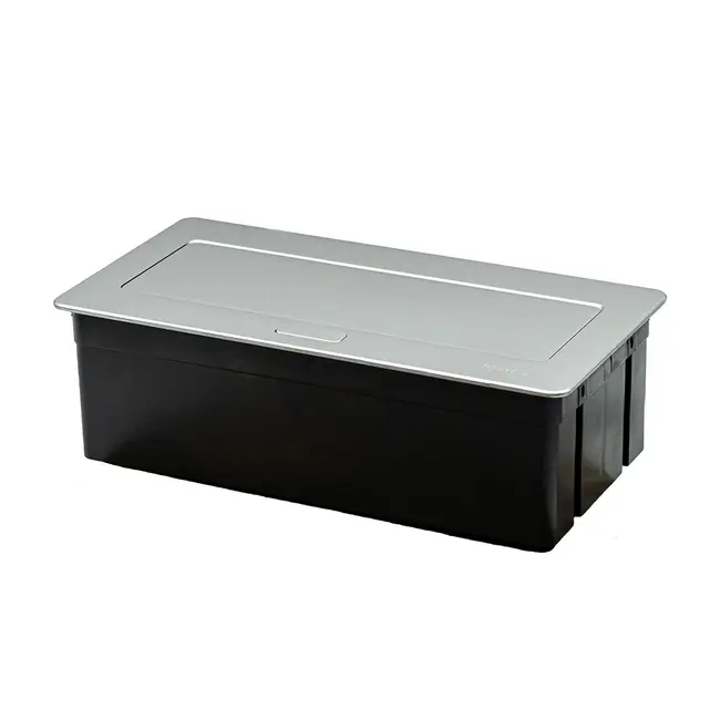 Priza tripla incorporabila in blat bucatarie sau birou, pop-up, din aluminiu, Tosyco