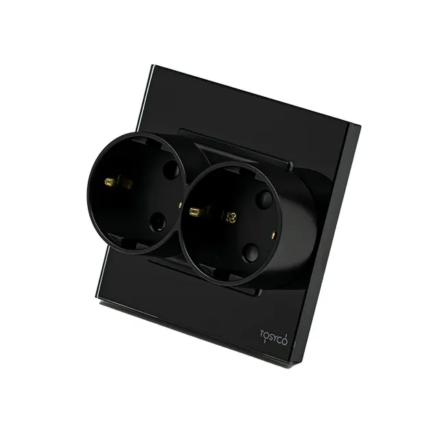 Priza schuko dubla pentru o doza cu rama din sticla Tosyco