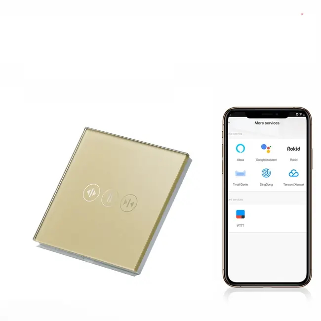 Intrerupator draperie / jaluzele smart WIFI cu touch (tactil) din sticla 600W Tosyco compatibil cu Tuya, Google Home, Amazon Alexa
